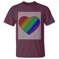 Retro Valentines Rainbow Heart T Shirt LGBT Pride LGBTQ Support