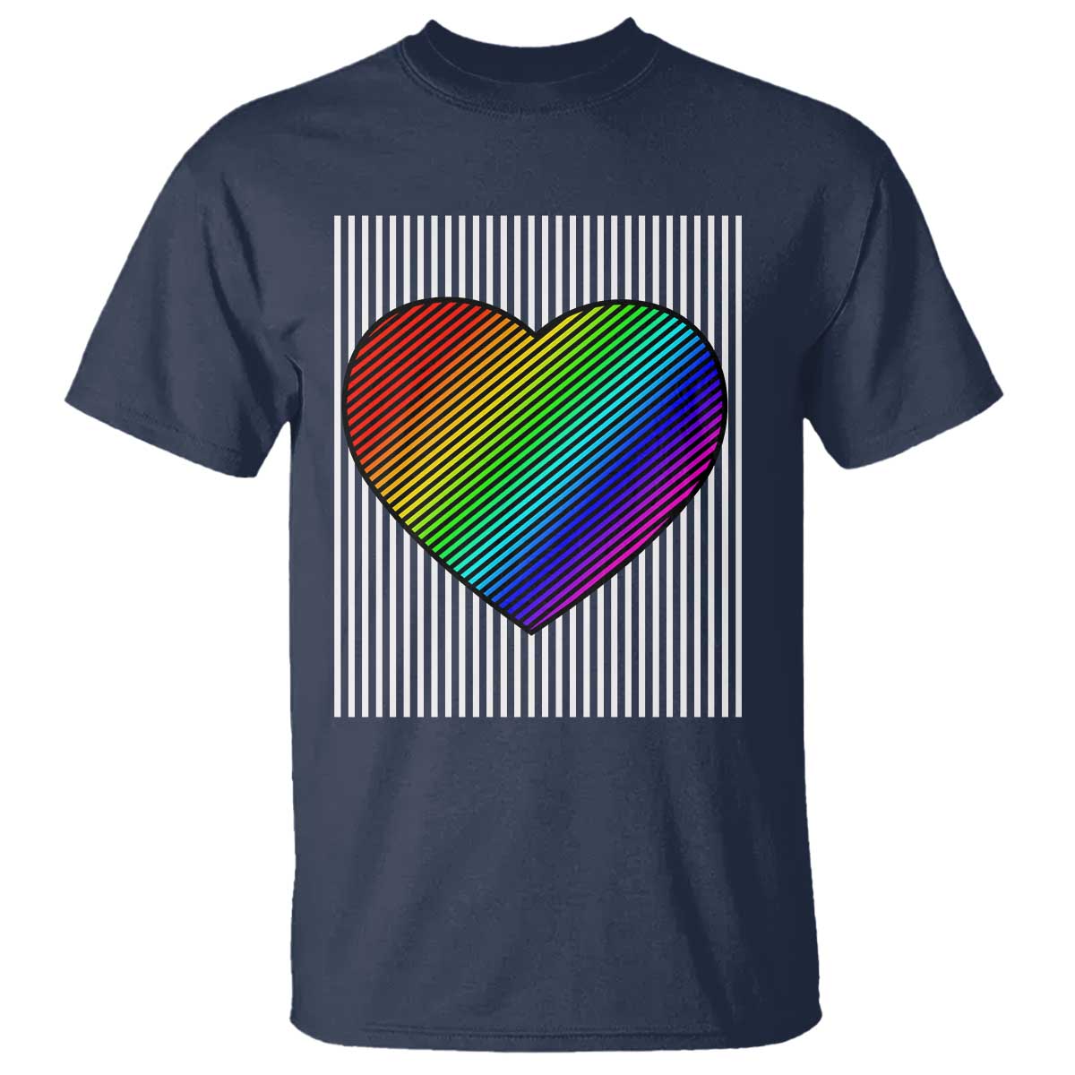 Retro Valentines Rainbow Heart T Shirt LGBT Pride LGBTQ Support