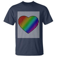 Retro Valentines Rainbow Heart T Shirt LGBT Pride LGBTQ Support
