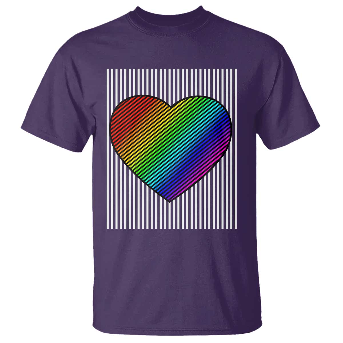 Retro Valentines Rainbow Heart T Shirt LGBT Pride LGBTQ Support