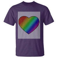 Retro Valentines Rainbow Heart T Shirt LGBT Pride LGBTQ Support