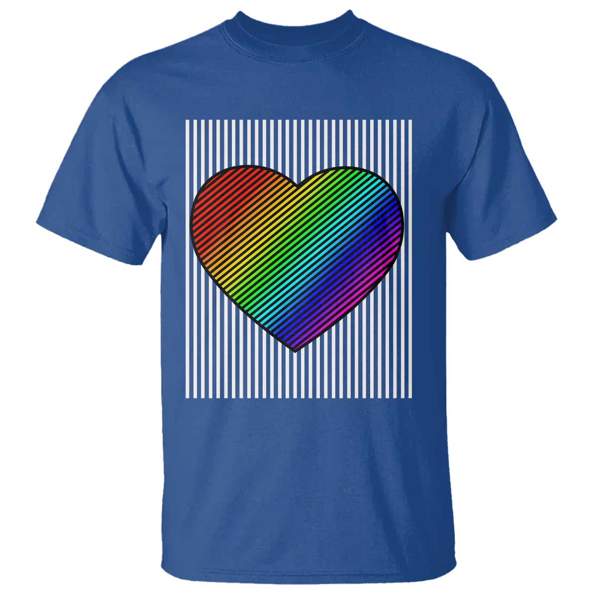 Retro Valentines Rainbow Heart T Shirt LGBT Pride LGBTQ Support