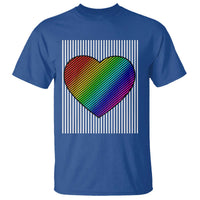 Retro Valentines Rainbow Heart T Shirt LGBT Pride LGBTQ Support