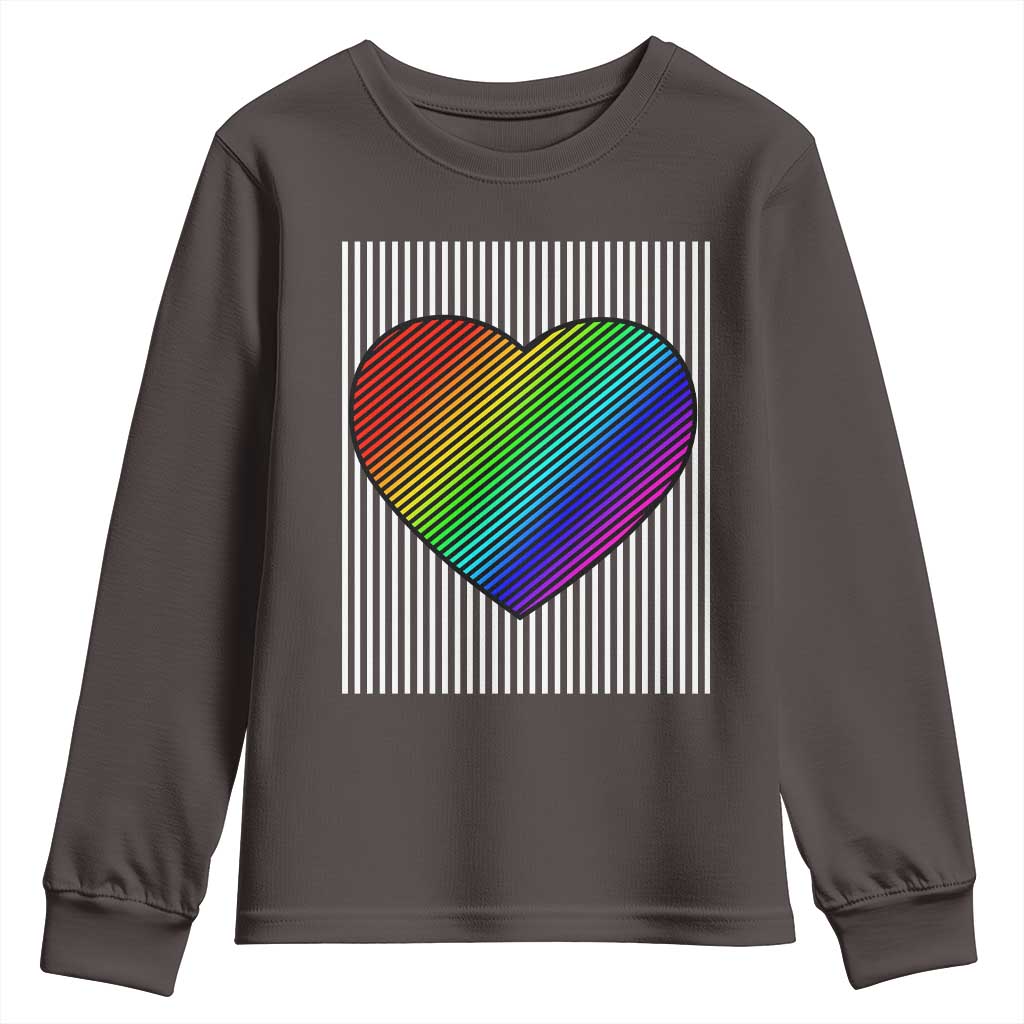 LGBT Pride Youth Sweatshirt LGBTQ Support Retro Valentines Rainbow Heart