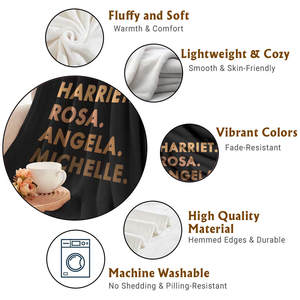 Harriet Rosa Angela Michelle Me Throw Blanket Black History Month Feminist Women Leaders - Wonder Print Shop