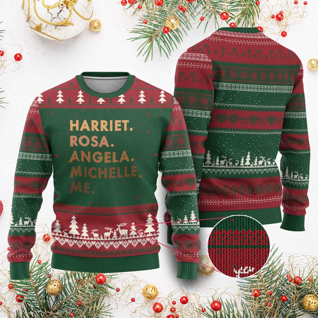 Harriet Rosa Angela Michelle Me Ugly Christmas Sweater Black History Month Feminist Women Leaders - Wonder Print Shop