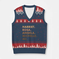 Harriet Rosa Angela Michelle Me V-Neck Knit Sweater Vest Black History Month Feminist Women Leaders - Wonder Print Shop