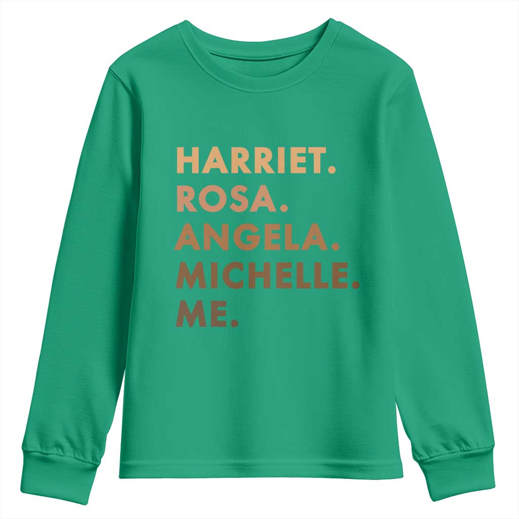 Harriet Rosa Angela Michelle Me Youth Sweatshirt Black History Month Feminist Women Leaders - Wonder Print Shop