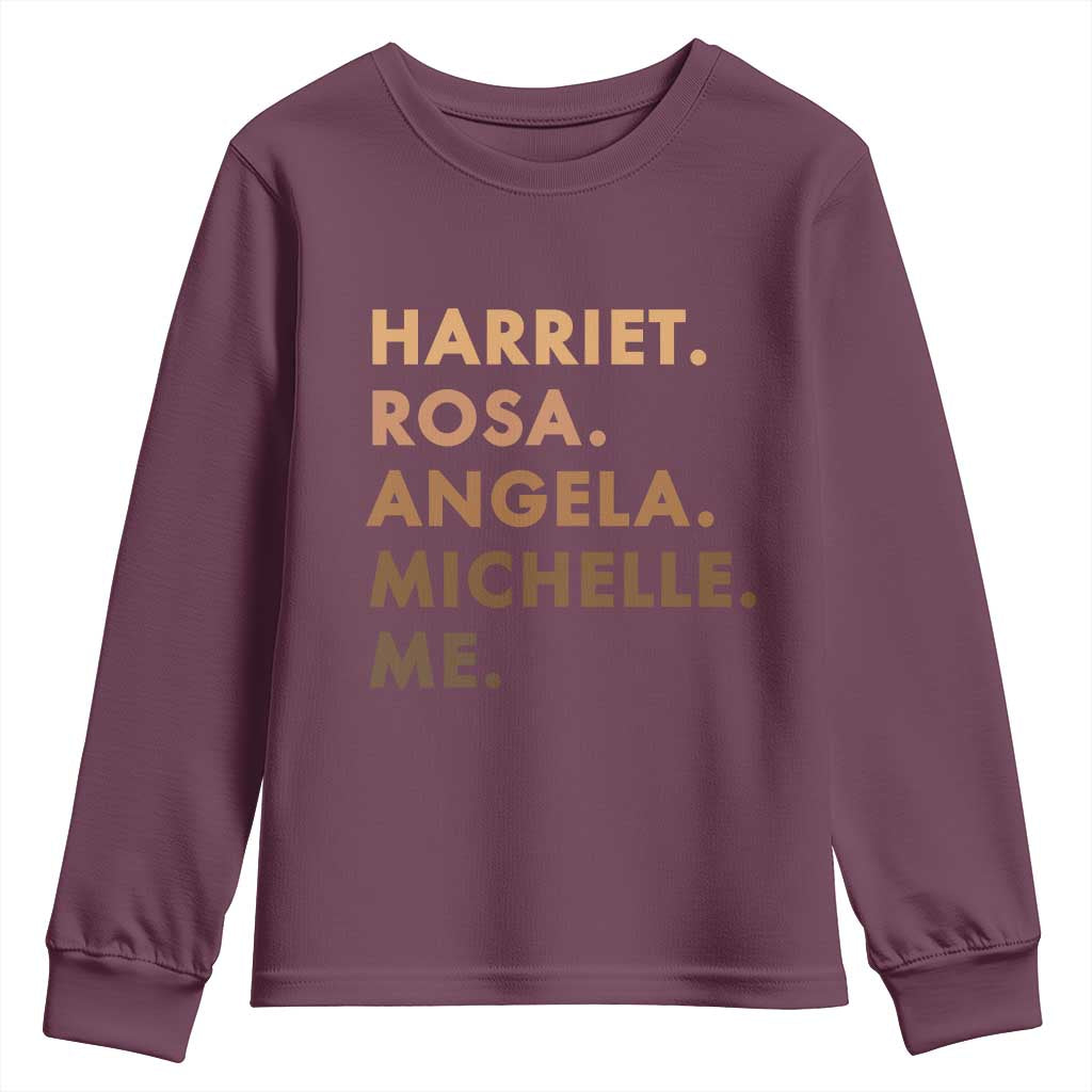 Harriet Rosa Angela Michelle Me Youth Sweatshirt Black History Month Feminist Women Leaders - Wonder Print Shop