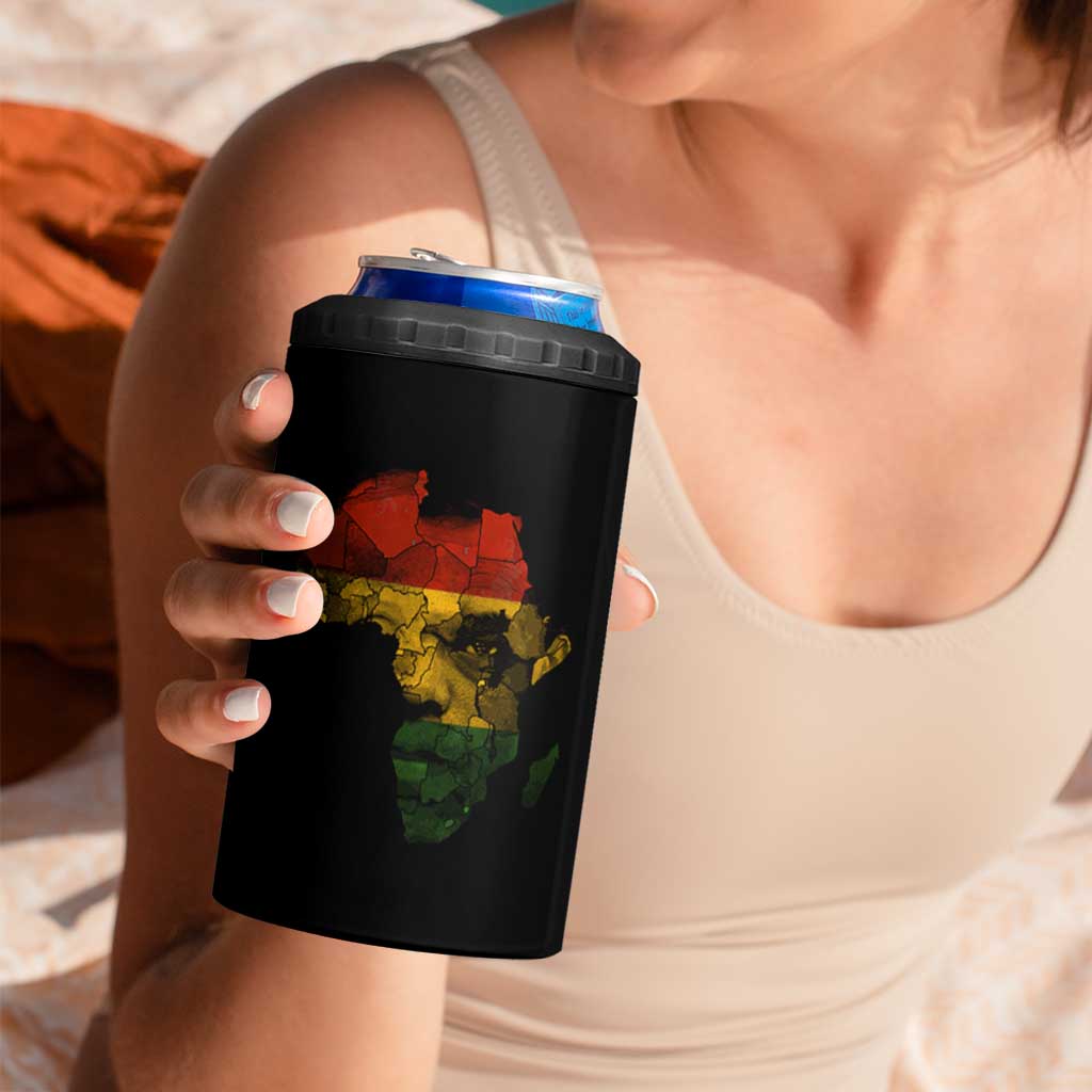 Black History Month 4 in 1 Can Cooler Tumbler Pan African Africa Map Black Pride - Wonder Print Shop