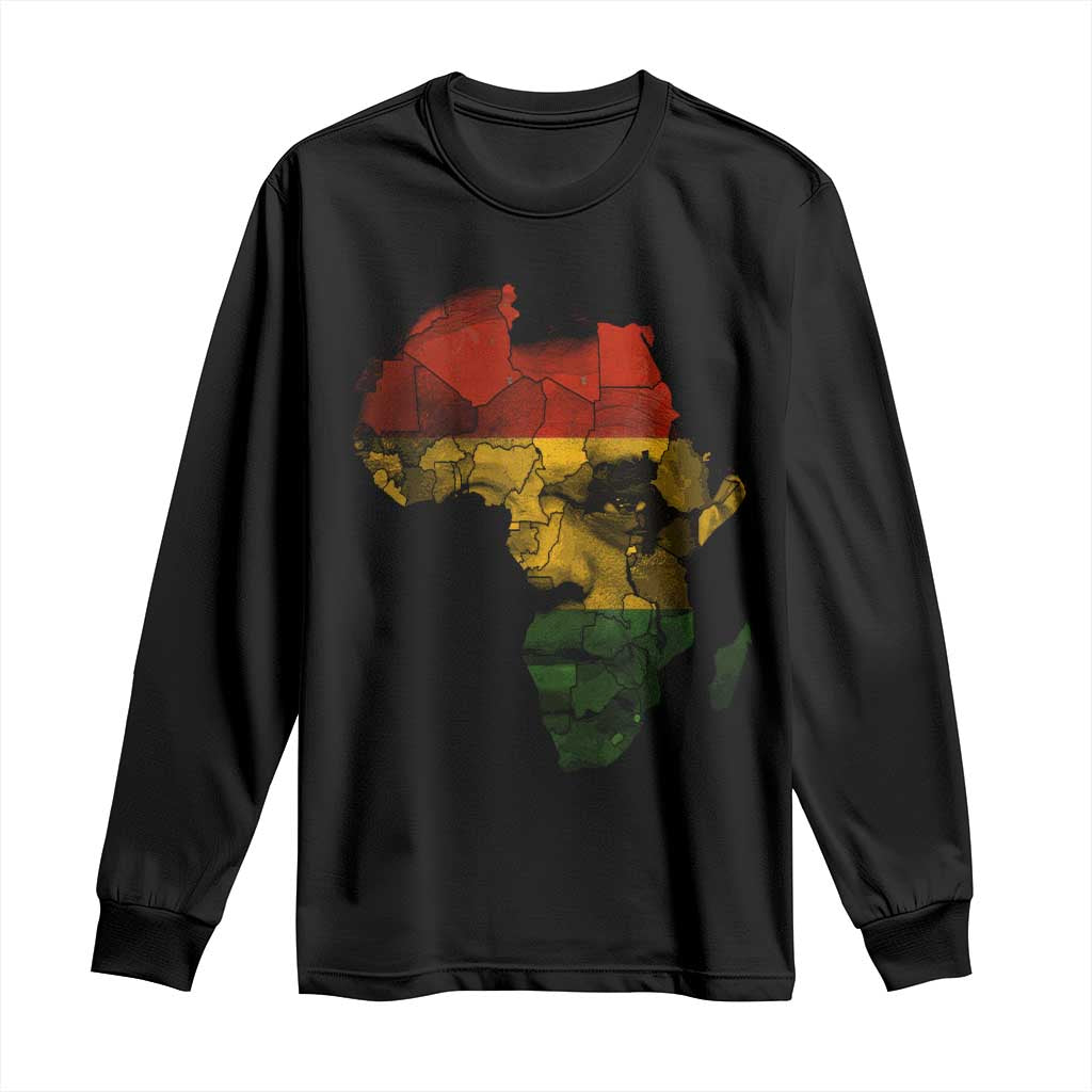 Black History Month Long Sleeve Shirt Pan African Africa Map Black Pride - Wonder Print Shop