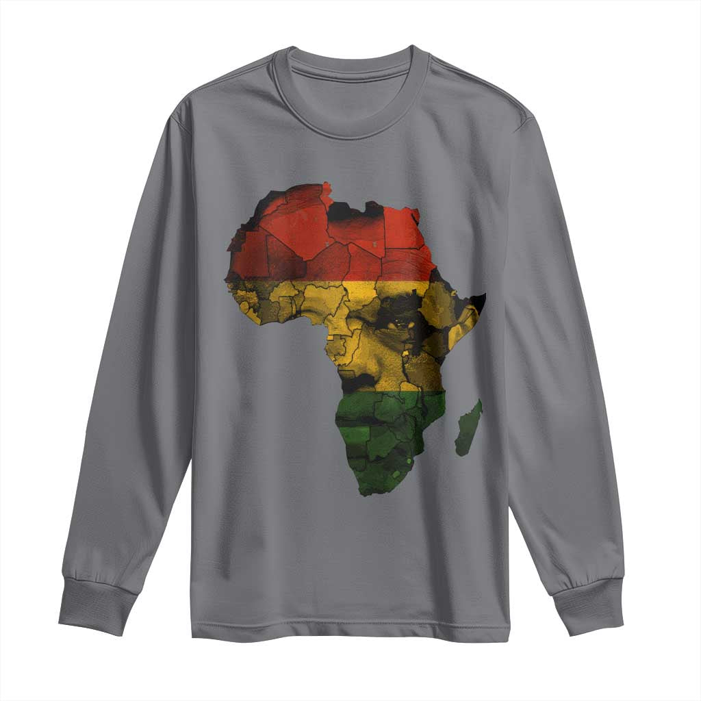 Black History Month Long Sleeve Shirt Pan African Africa Map Black Pride - Wonder Print Shop
