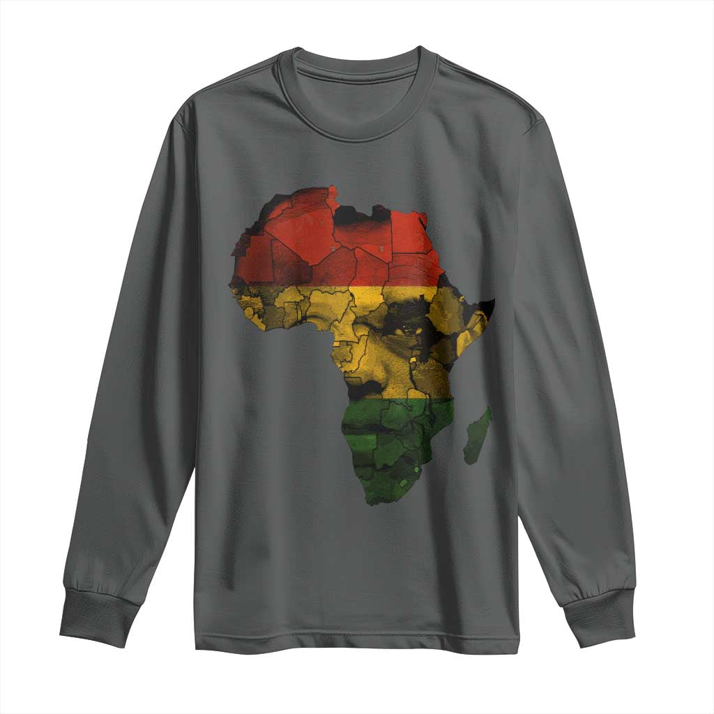 Black History Month Long Sleeve Shirt Pan African Africa Map Black Pride - Wonder Print Shop