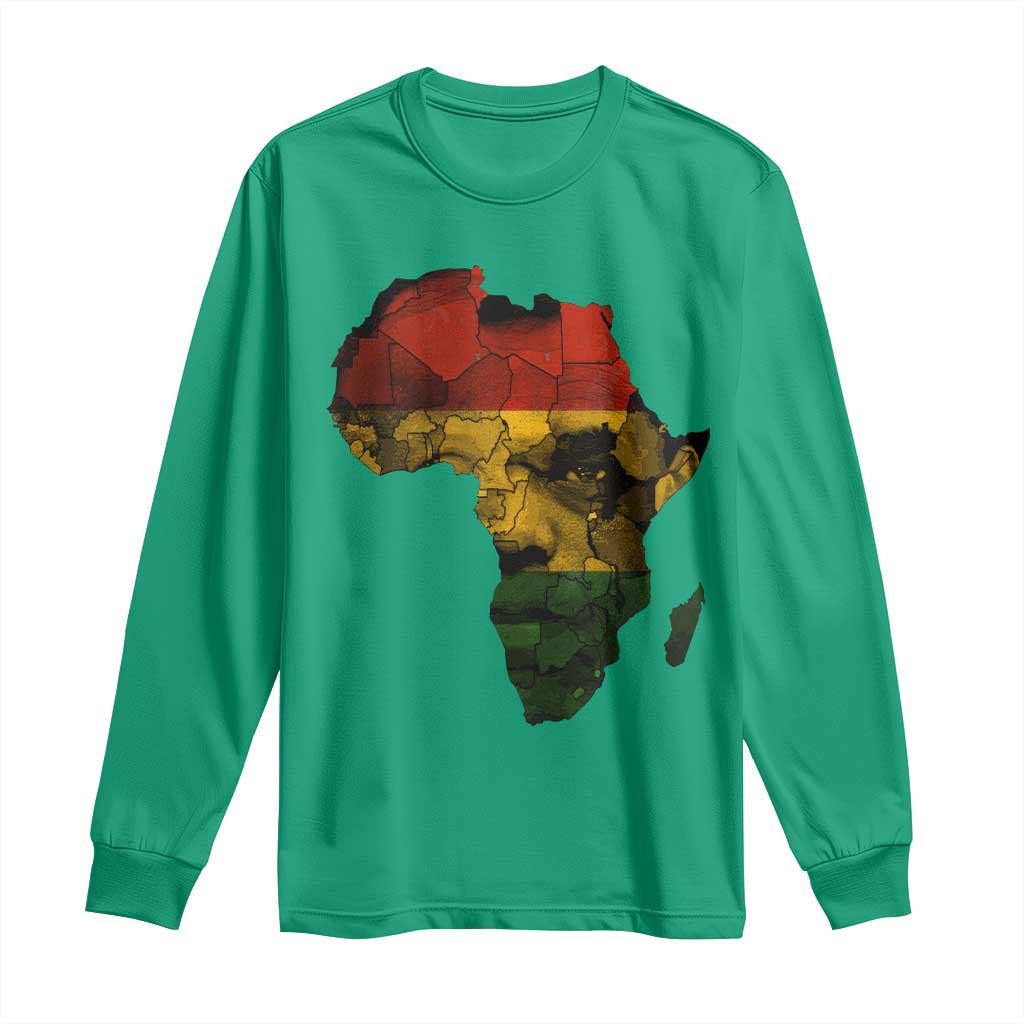Black History Month Long Sleeve Shirt Pan African Africa Map Black Pride - Wonder Print Shop