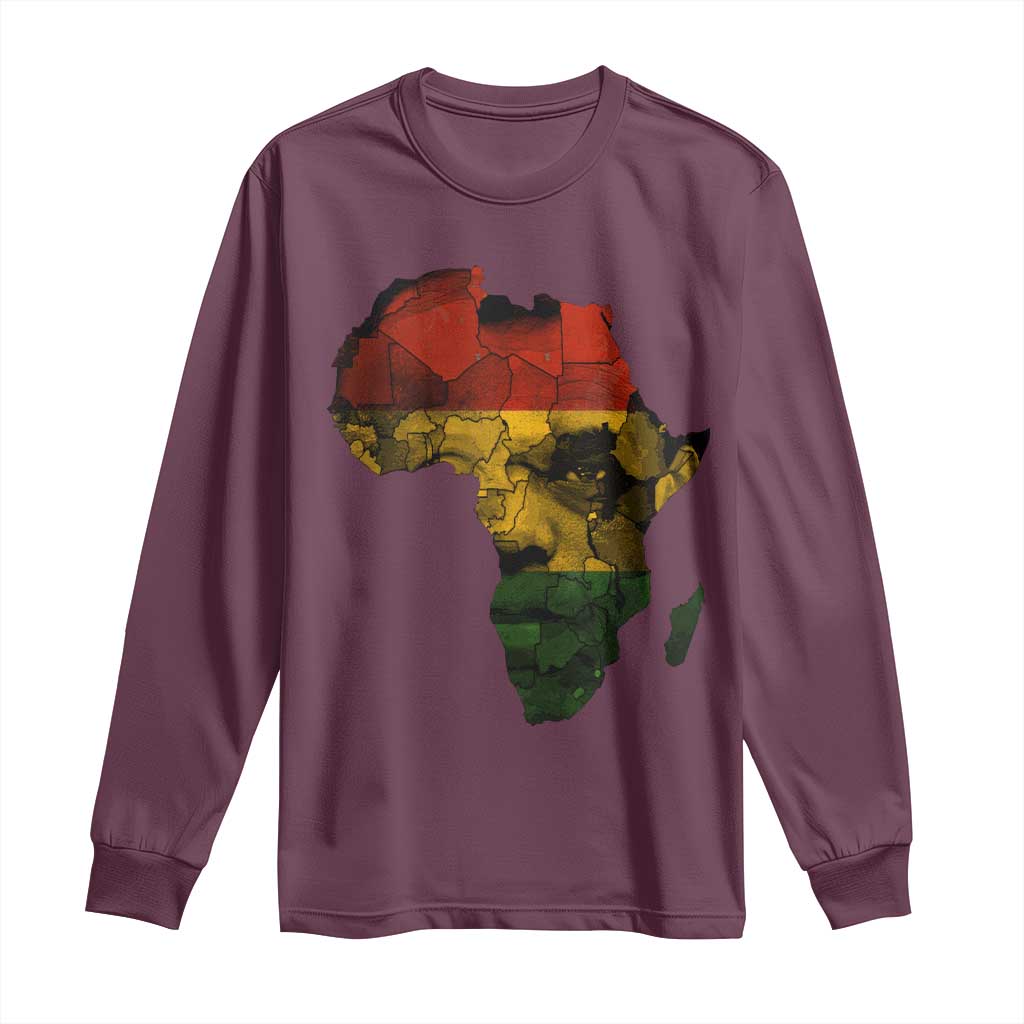 Black History Month Long Sleeve Shirt Pan African Africa Map Black Pride - Wonder Print Shop