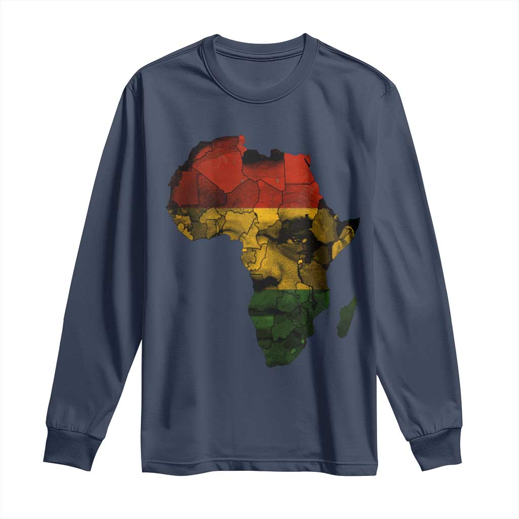 Black History Month Long Sleeve Shirt Pan African Africa Map Black Pride - Wonder Print Shop