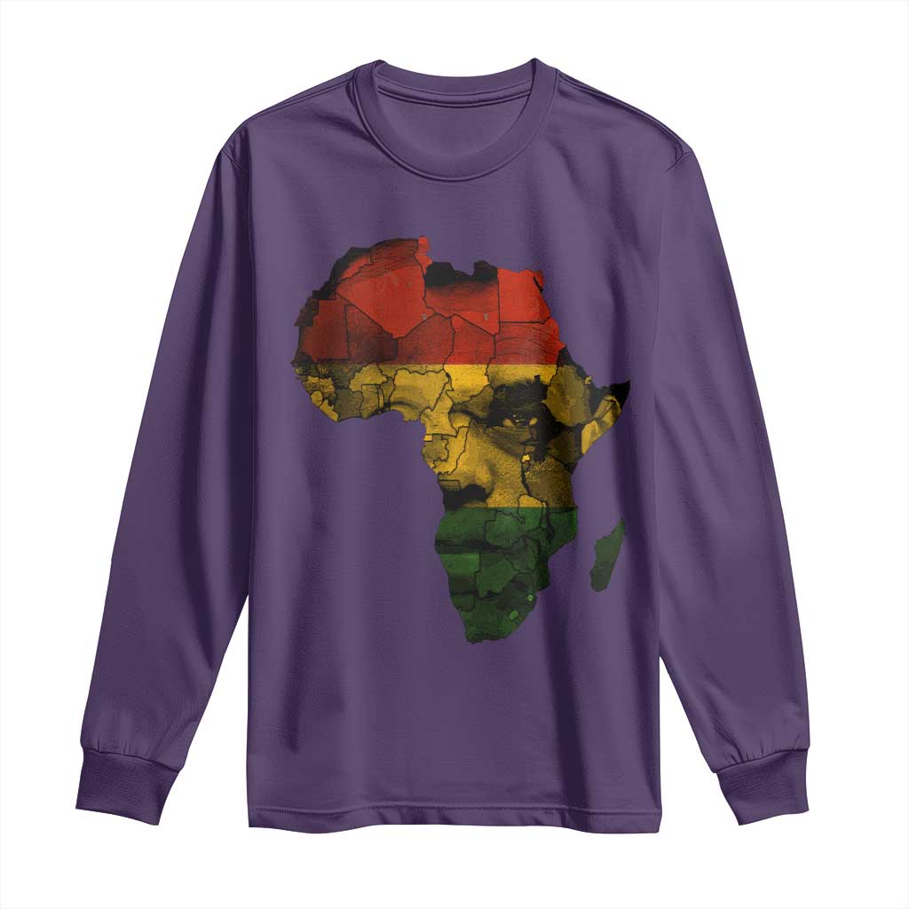 Black History Month Long Sleeve Shirt Pan African Africa Map Black Pride - Wonder Print Shop