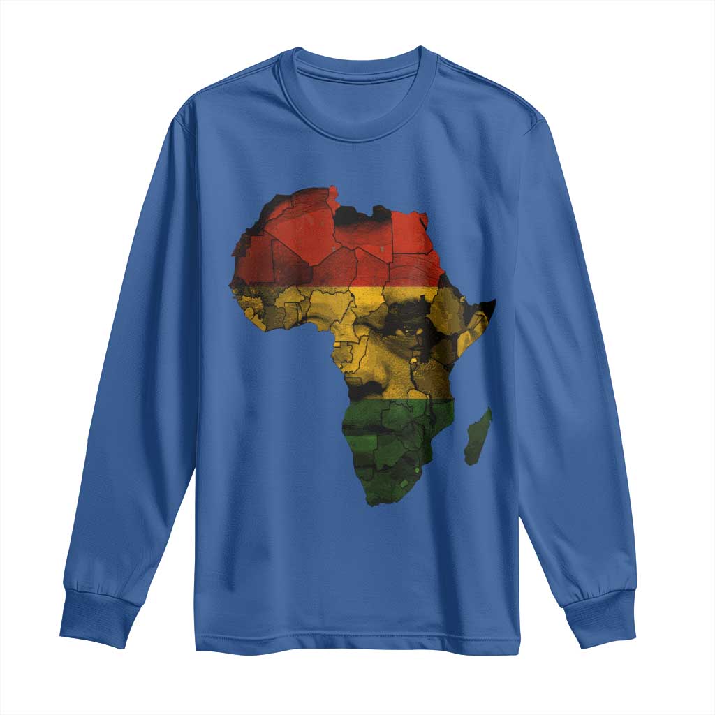 Black History Month Long Sleeve Shirt Pan African Africa Map Black Pride - Wonder Print Shop