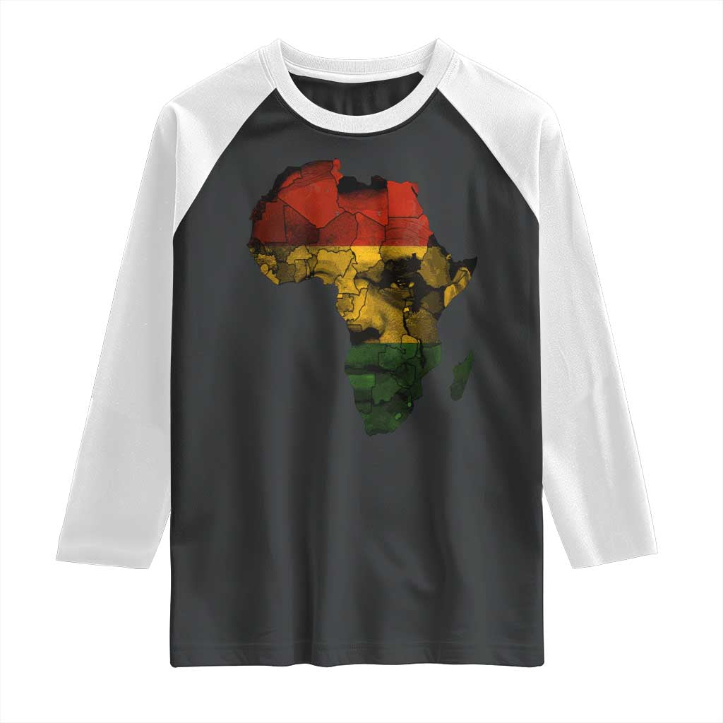 Black History Month Raglan Shirt Pan African Africa Map Black Pride - Wonder Print Shop