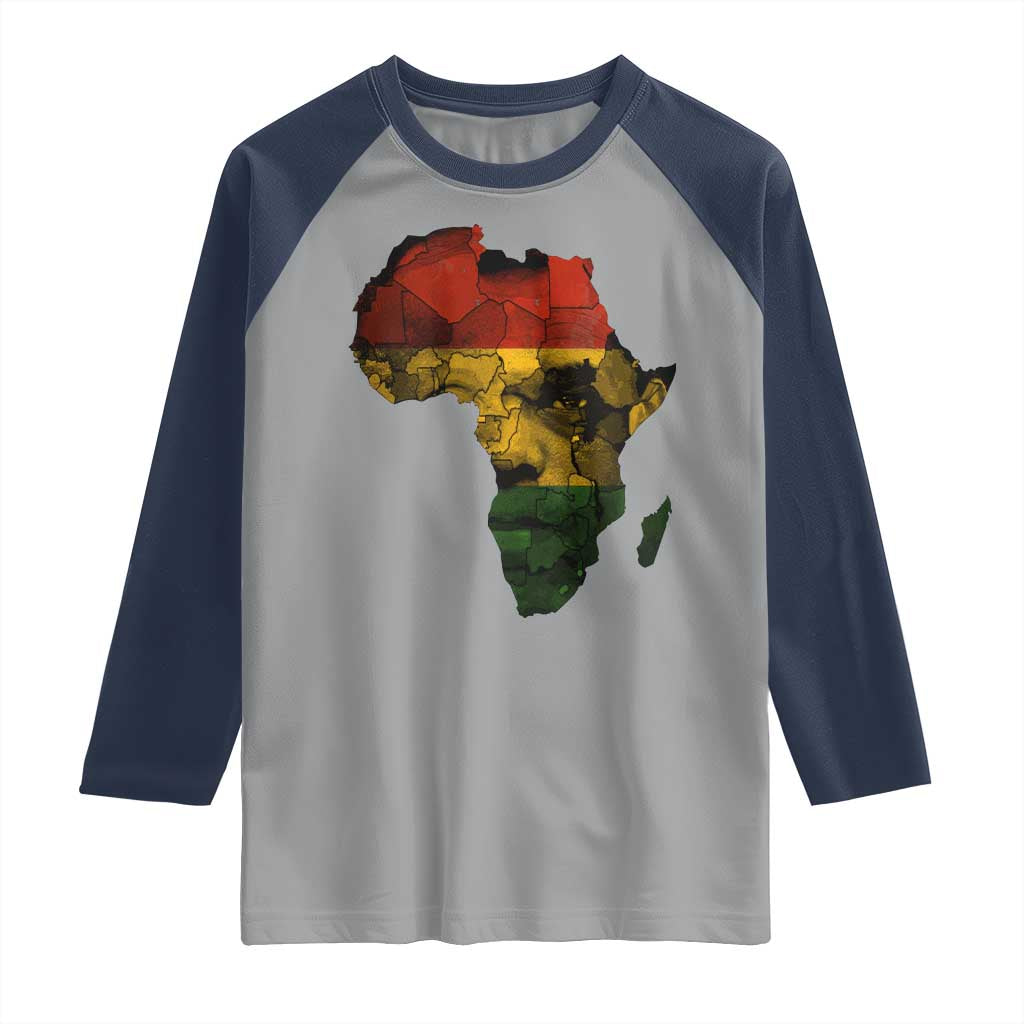 Black History Month Raglan Shirt Pan African Africa Map Black Pride - Wonder Print Shop