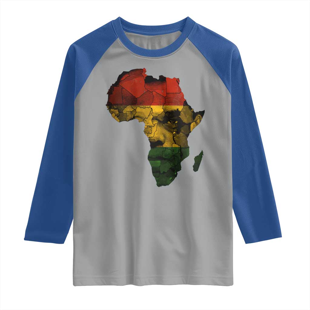 Black History Month Raglan Shirt Pan African Africa Map Black Pride - Wonder Print Shop