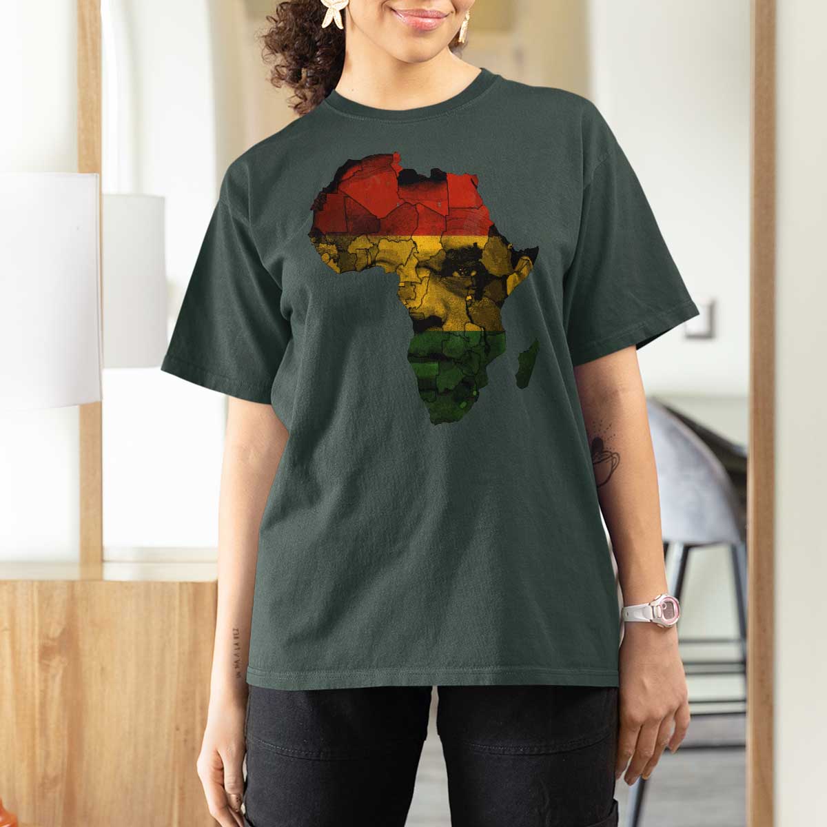 Black History Month T Shirt For Women Pan African Africa Map Black Pride - Wonder Print Shop