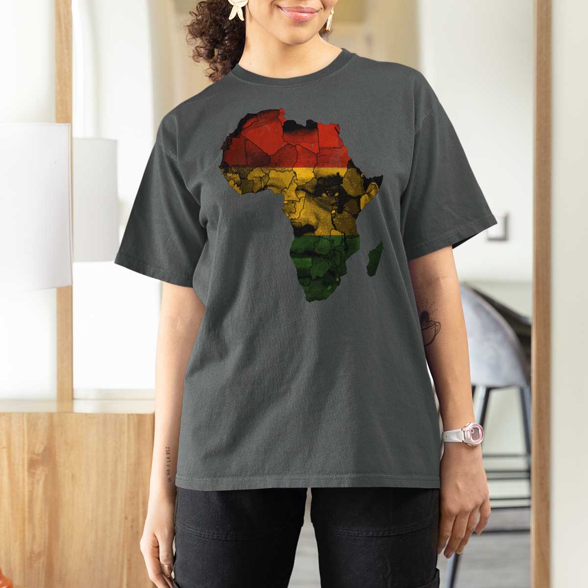 Black History Month T Shirt For Women Pan African Africa Map Black Pride - Wonder Print Shop