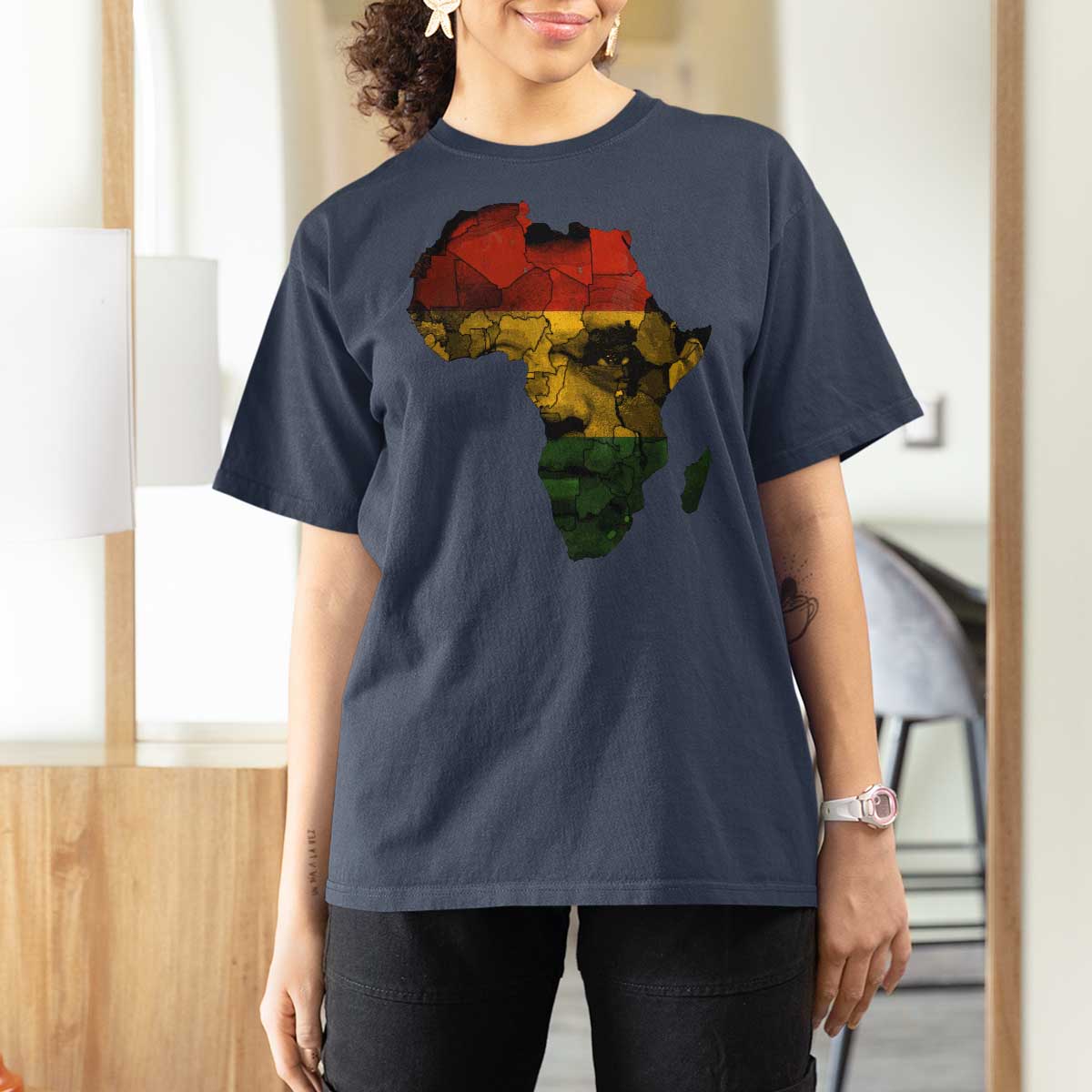 Black History Month T Shirt For Women Pan African Africa Map Black Pride - Wonder Print Shop