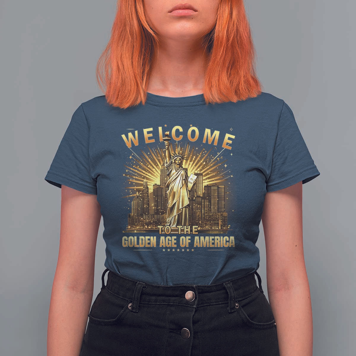 America's Golden Age Statue Of Liberty T Shirt For Women