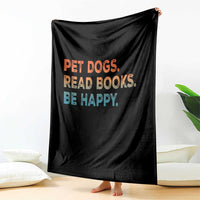 Dog Book Lovers Throw Blanket Retro Pet Dogs Read Books Be Happy
