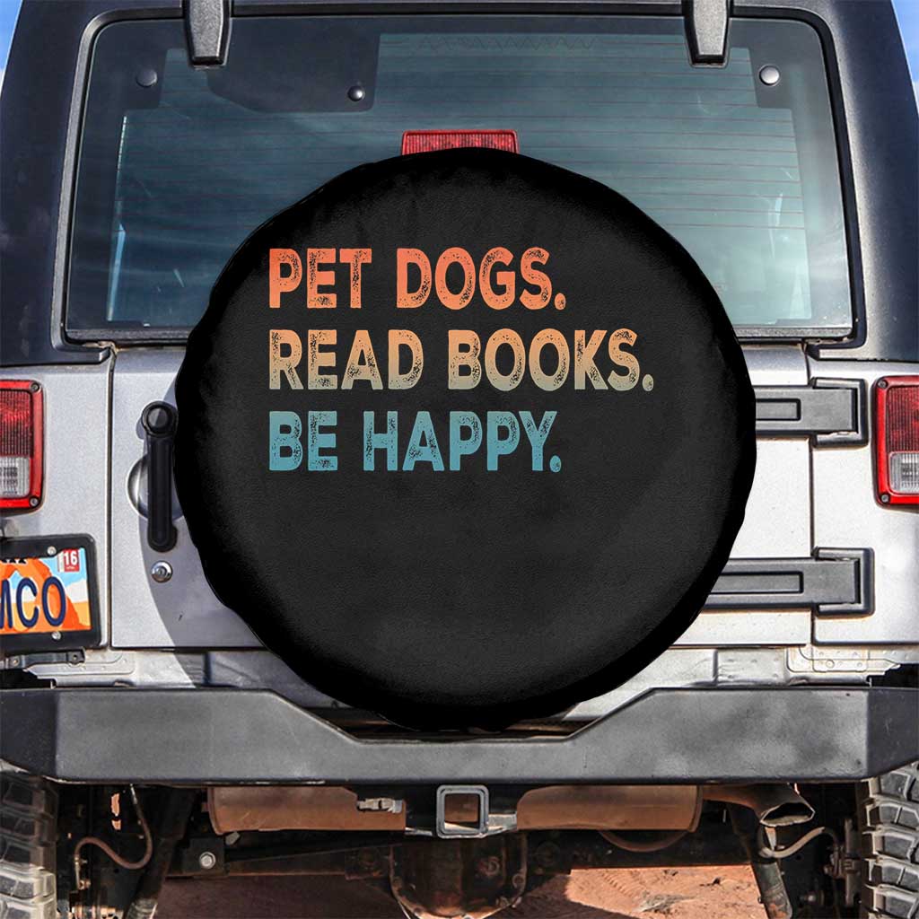 Dog Book Lovers Spare Tire Cover Retro Pet Dogs Read Books Be Happy