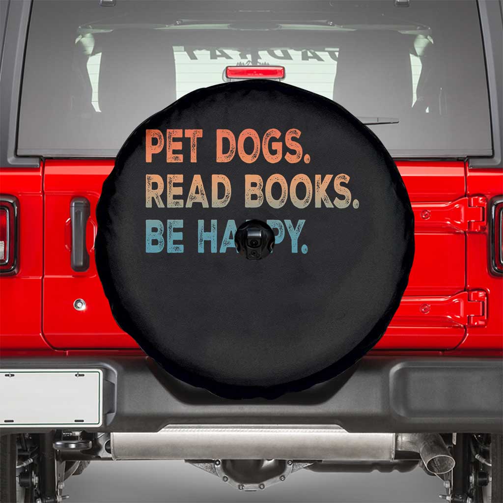 Dog Book Lovers Spare Tire Cover Retro Pet Dogs Read Books Be Happy