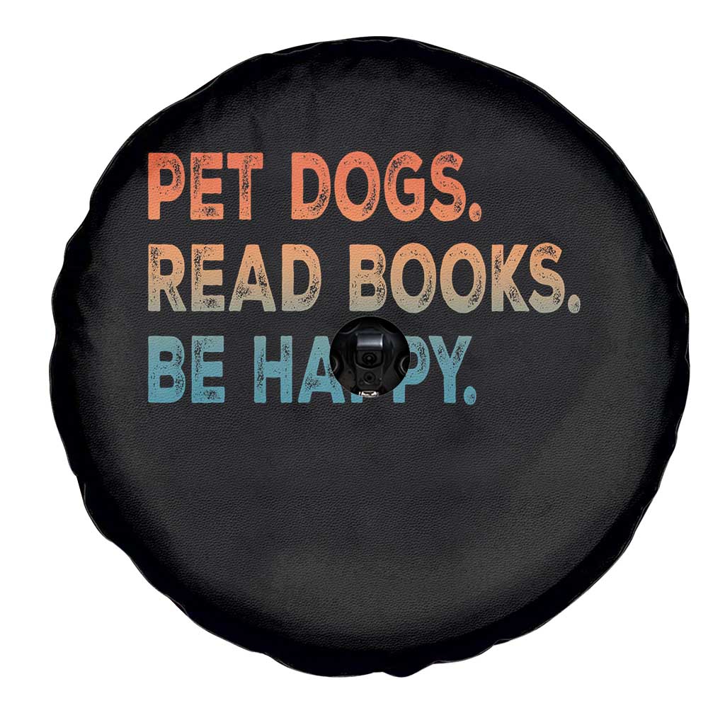Dog Book Lovers Spare Tire Cover Retro Pet Dogs Read Books Be Happy