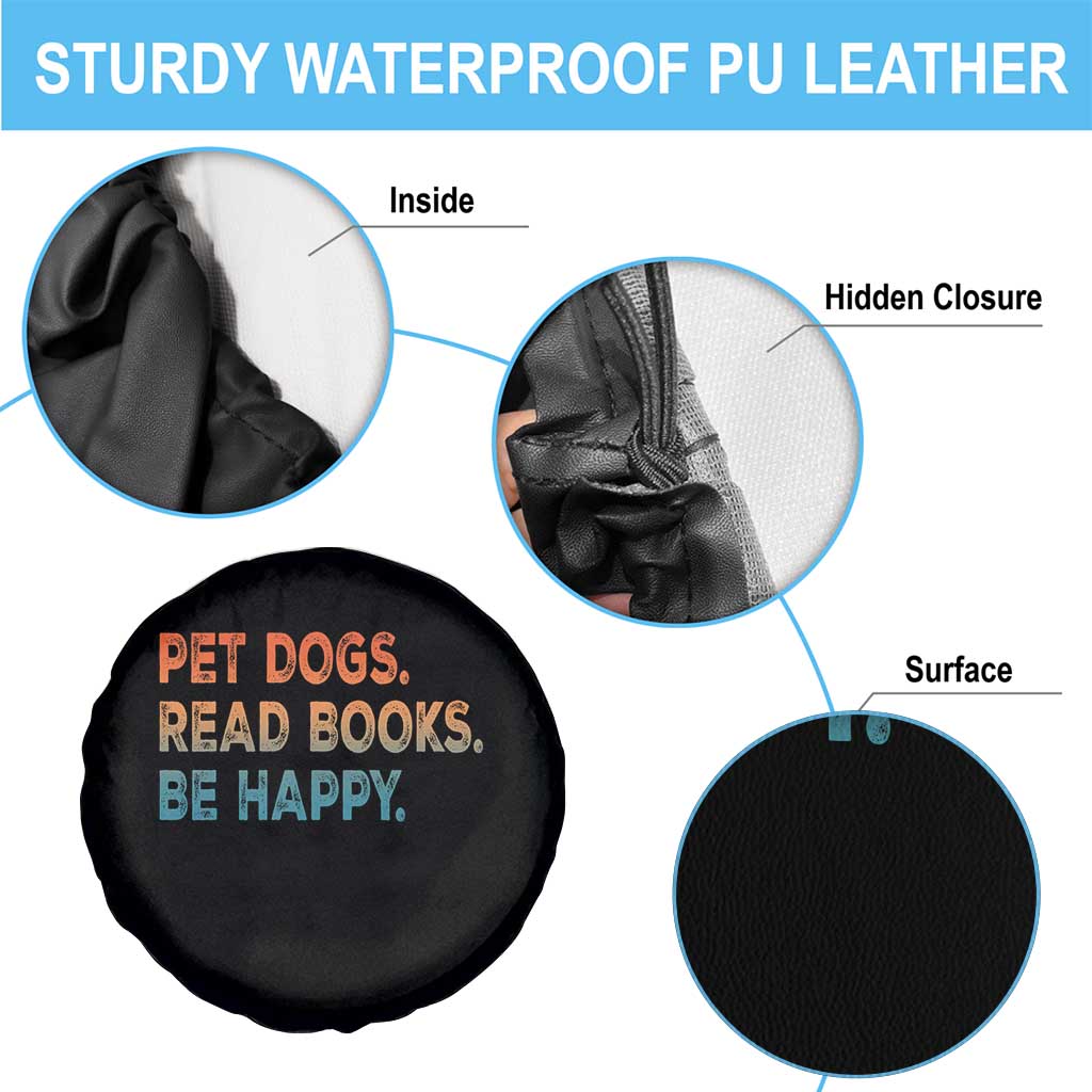 Dog Book Lovers Spare Tire Cover Retro Pet Dogs Read Books Be Happy