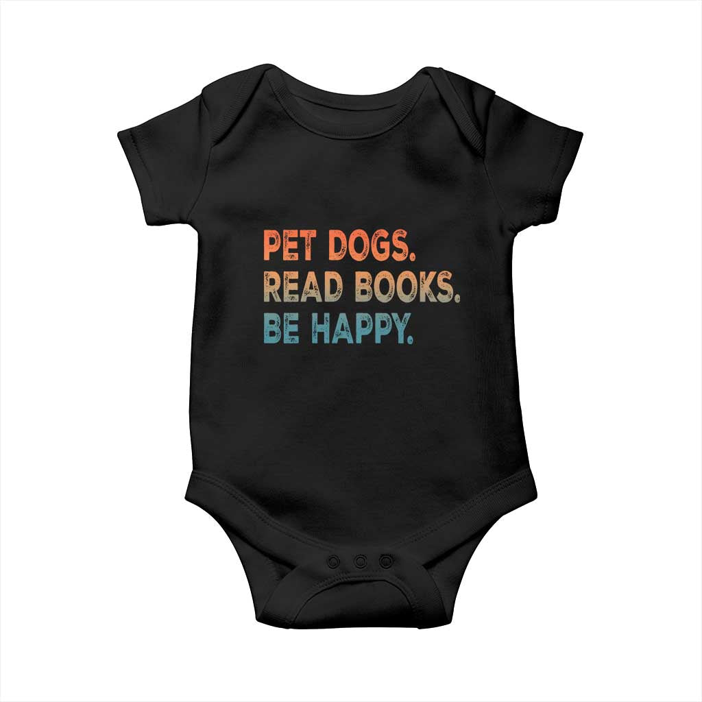 Dog Book Lovers Baby Onesie Retro Pet Dogs Read Books Be Happy