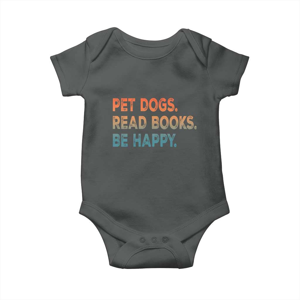 Dog Book Lovers Baby Onesie Retro Pet Dogs Read Books Be Happy
