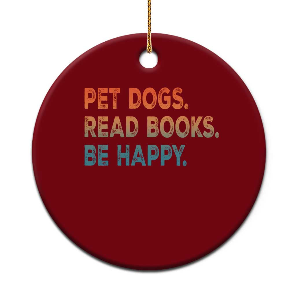 Dog Book Lovers Ceramic Ornament Retro Pet Dogs Read Books Be Happy