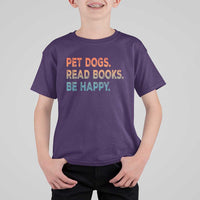 Dog Book Lovers T Shirt For Kid Retro Pet Dogs Read Books Be Happy