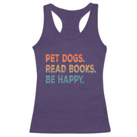 Dog Book Lovers Racerback Tank Top Retro Pet Dogs Read Books Be Happy