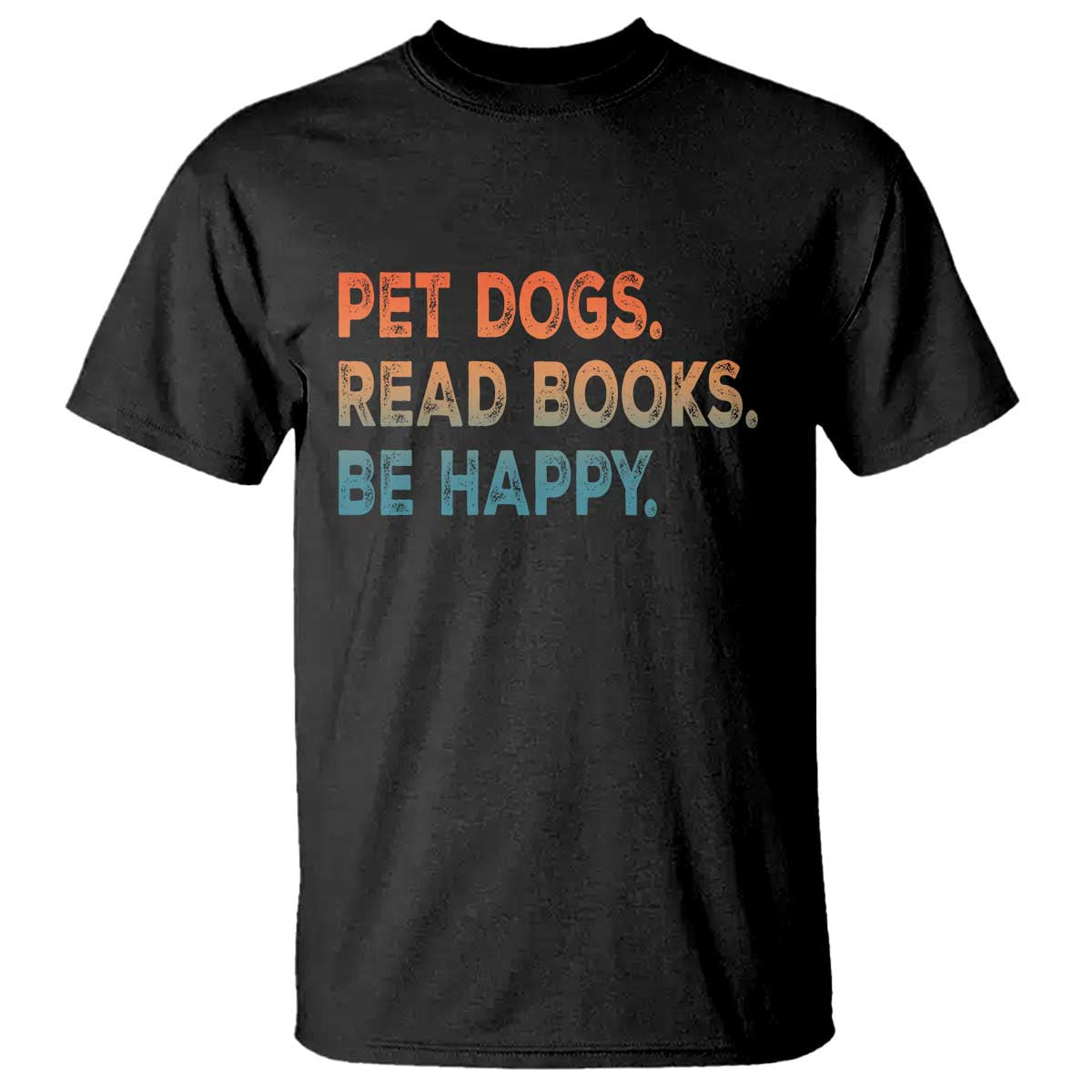Dog Book Lovers T Shirt Retro Pet Dogs Read Books Be Happy