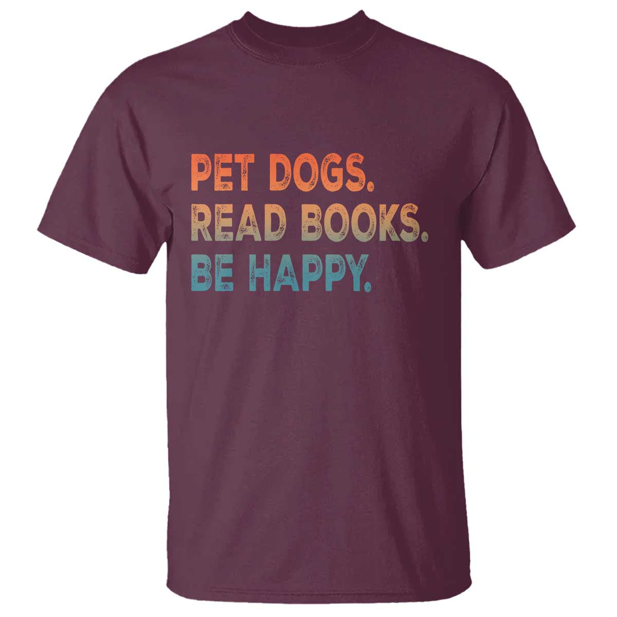 Dog Book Lovers T Shirt Retro Pet Dogs Read Books Be Happy