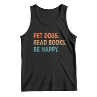 Dog Book Lovers Tank Top Retro Pet Dogs Read Books Be Happy