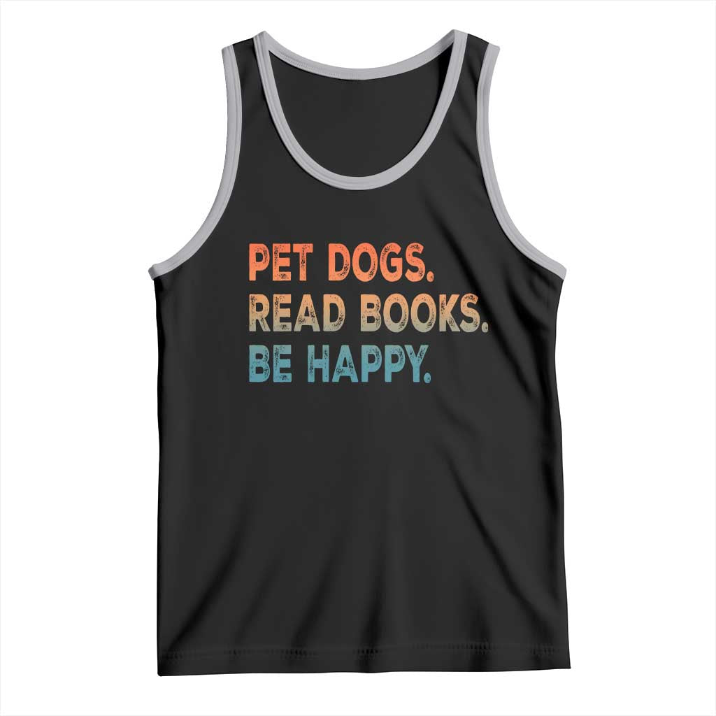 Dog Book Lovers Tank Top Retro Pet Dogs Read Books Be Happy