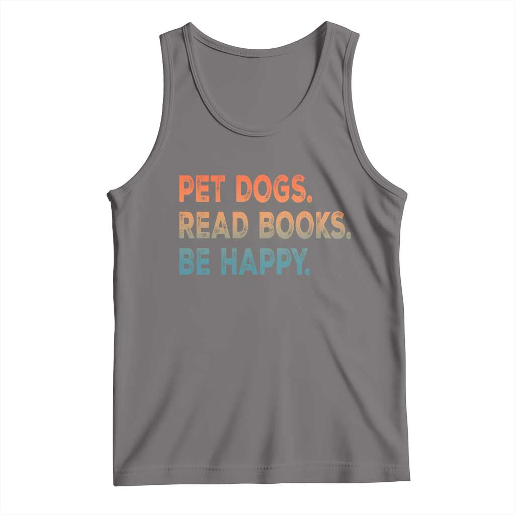 Dog Book Lovers Tank Top Retro Pet Dogs Read Books Be Happy
