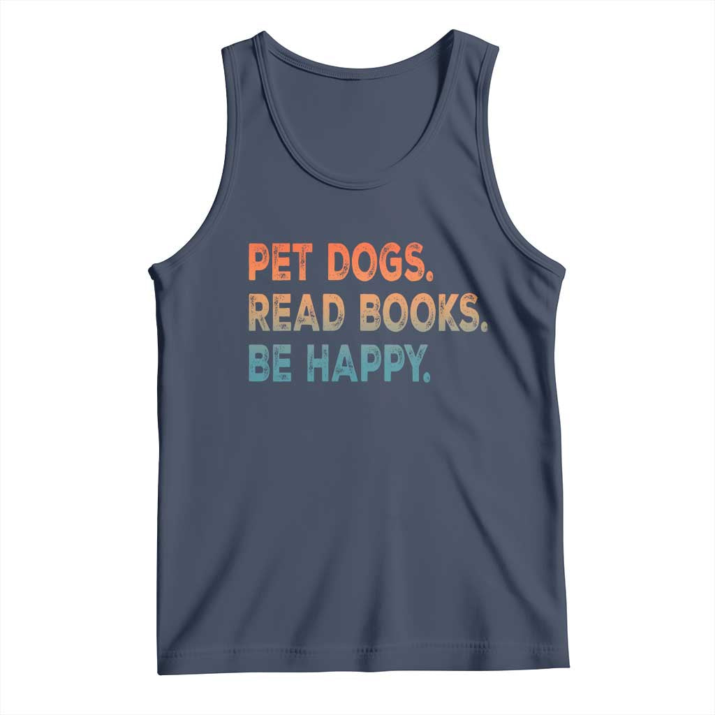 Dog Book Lovers Tank Top Retro Pet Dogs Read Books Be Happy