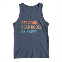 Dog Book Lovers Tank Top Retro Pet Dogs Read Books Be Happy