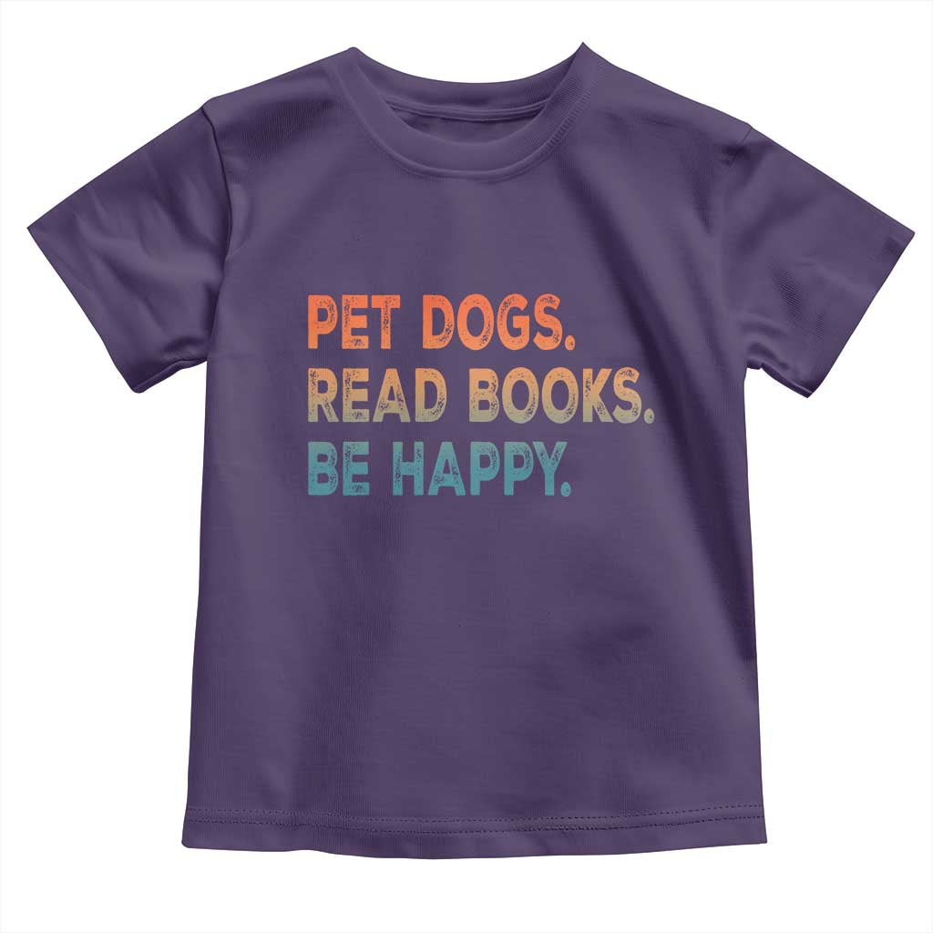 Dog Book Lovers Toddler T Shirt Retro Pet Dogs Read Books Be Happy