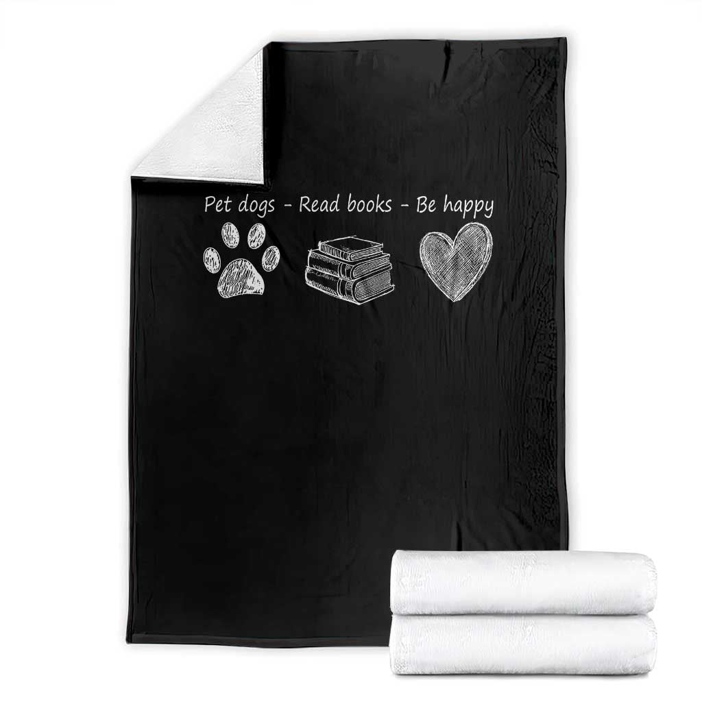 Funny Dog Book Lovers Throw Blanket Pet Dogs Read Books Be Happy