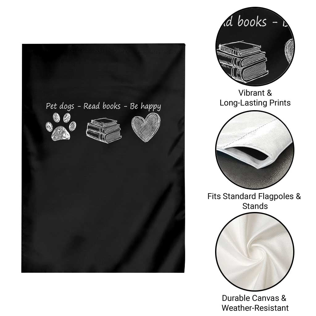 Funny Dog Book Lovers Garden Flag Pet Dogs Read Books Be Happy