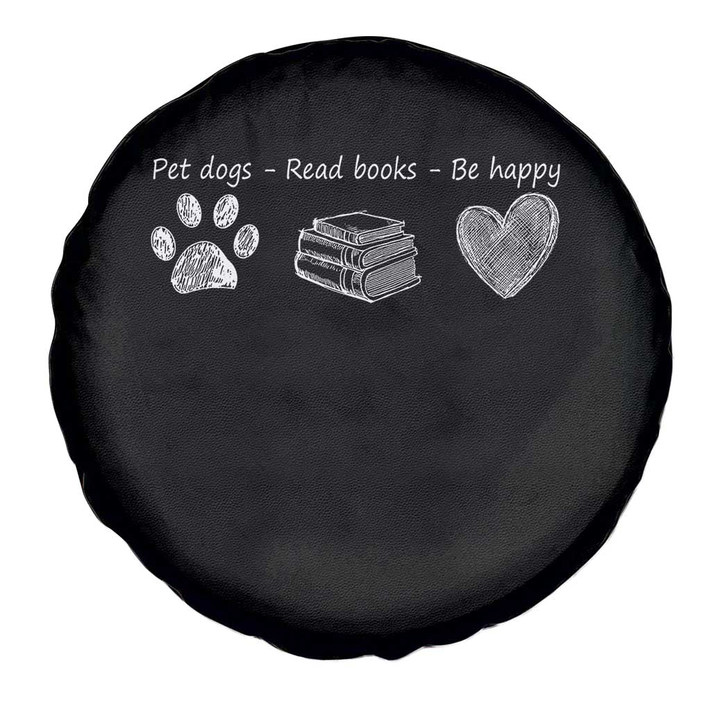 Funny Dog Book Lovers Spare Tire Cover Pet Dogs Read Books Be Happy